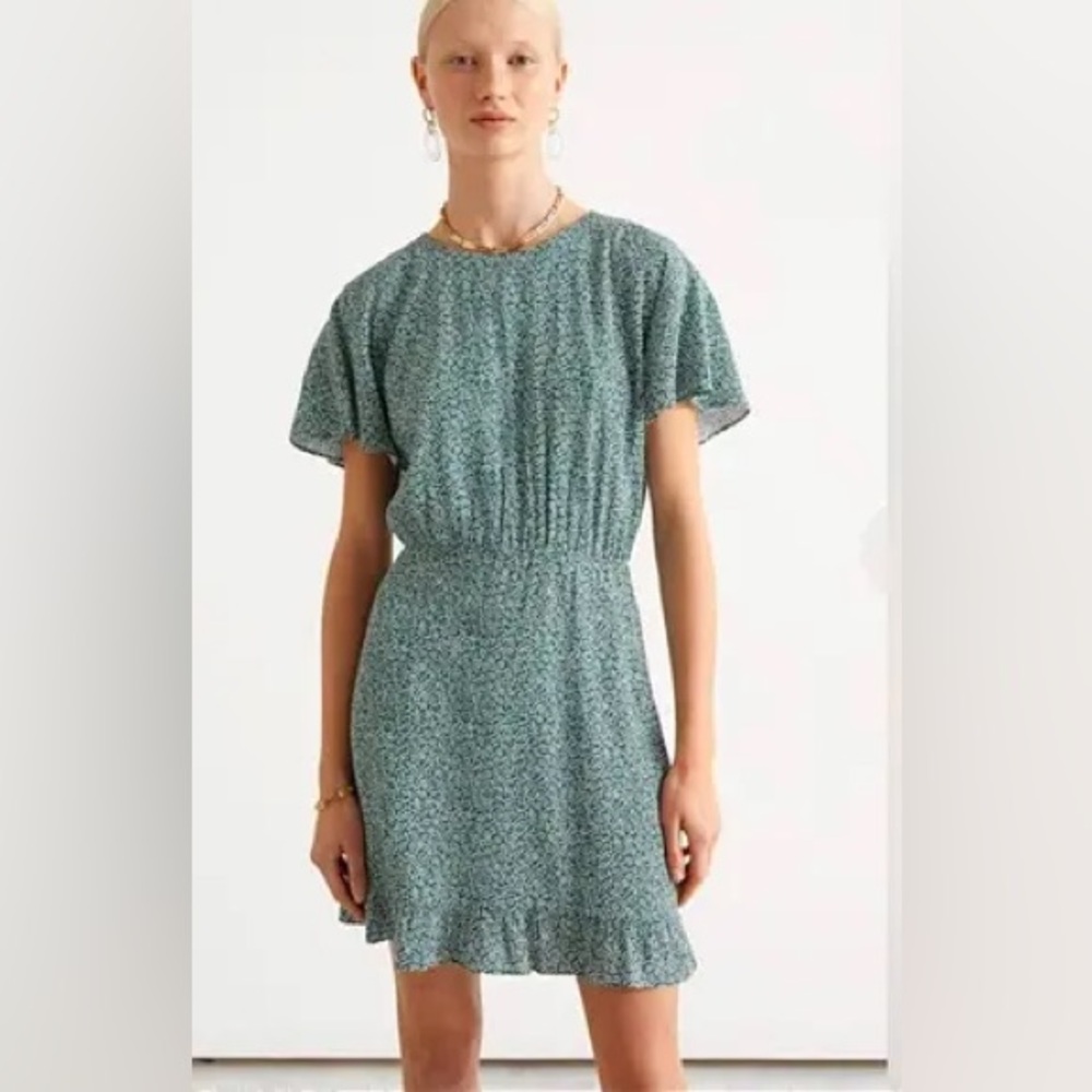 & Other Stories Forest Green and Cream Patterned mini dress